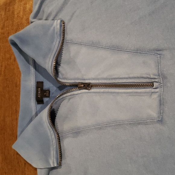 J. Crew Light Blue Crop Half Zip Pullover Lightweight Sweatshirt Large - Picture 4 of 10